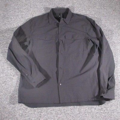 Lululemon Shirt Men XL Black Long Sleeve Button Snap Technical Overshirt Pockets