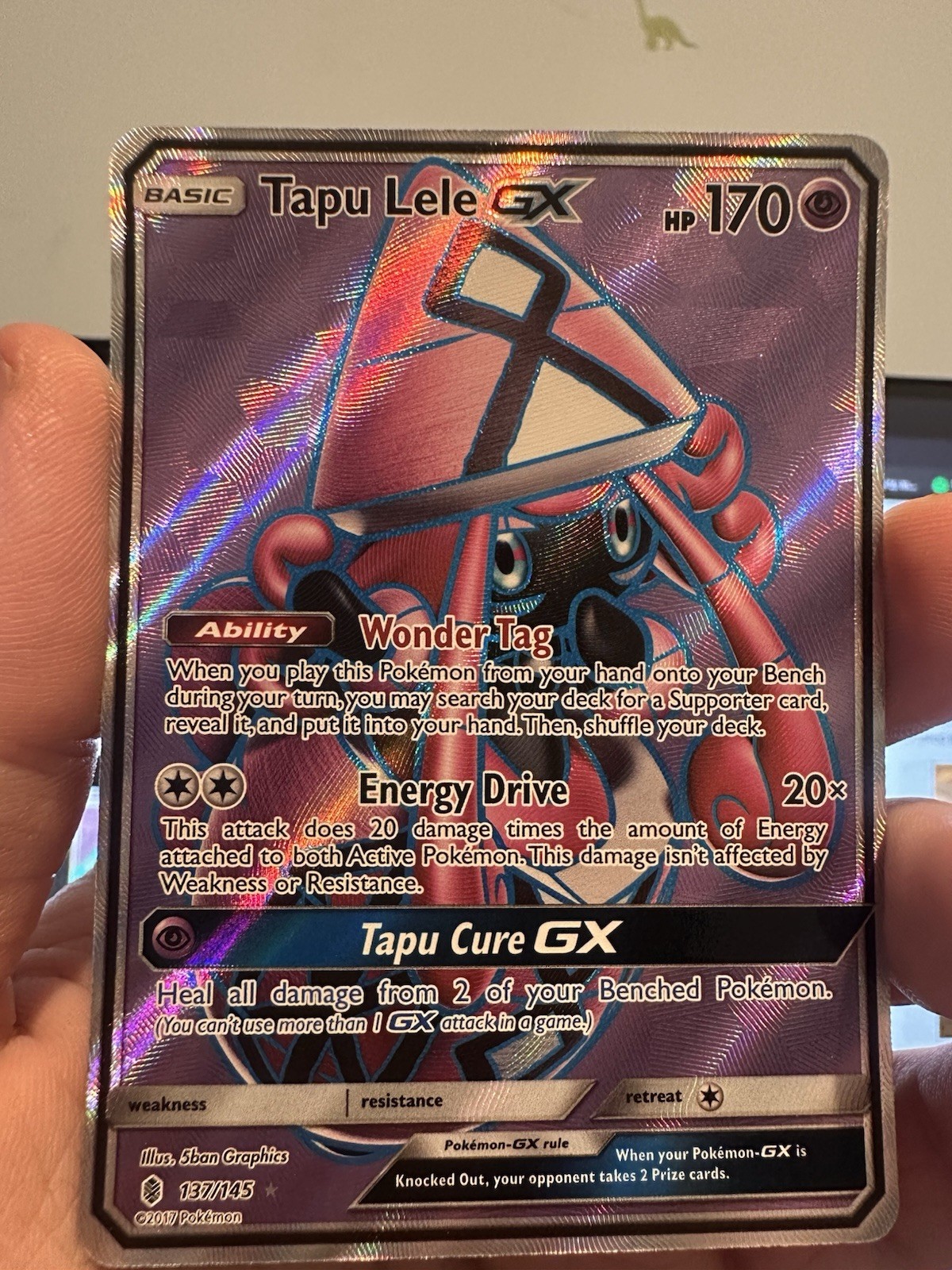 Pokémon TCG Tapu Lele GX Guardians Rising Holo Card Full Art Ultra Rare 137/145