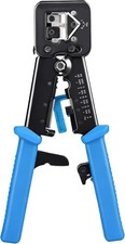 Modular RJ45 Crimp Tool for Pass-Through Connectors, Built-in Wire Cutter and St