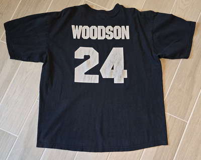 NFL　RAIDERS C. WOODSON 24番シャツ 黒 Vintage Majestic Shirt CHARLES WOODSON #24 Raiders Black 2XL