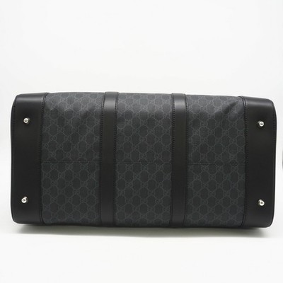 Gucci GG Supreme Boston Duffle Travel Shoulder Bag Leather Black