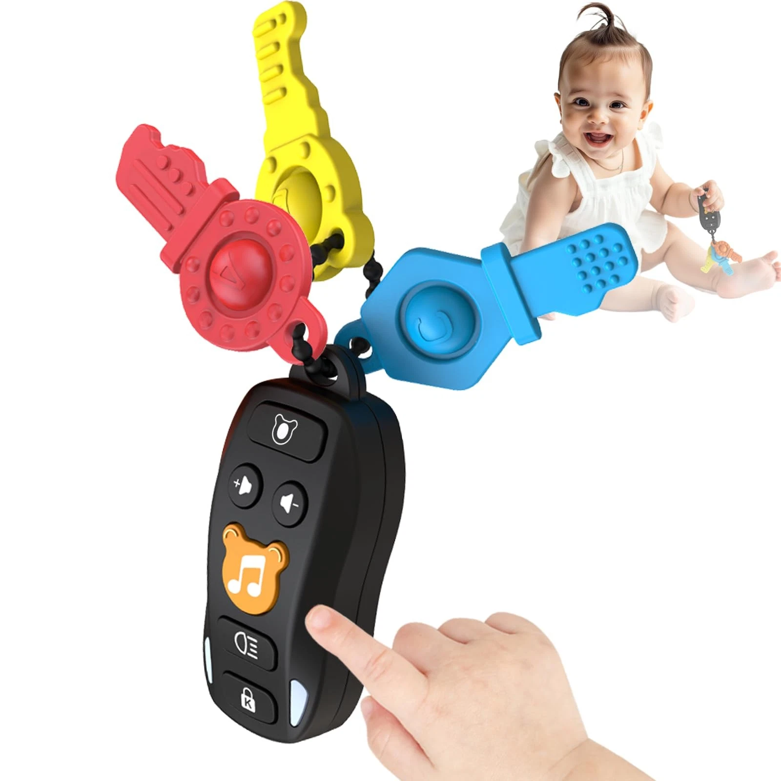 Baby Keys Toy - Baby Toy Car Keys Toddlers Pretend Keys with Music & Light In...