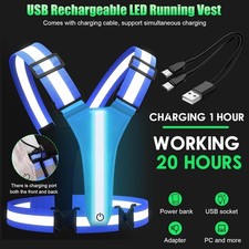 LED Reflective Vest Safety Gear, Light Up Vest for Night Walking Cycling, High.
