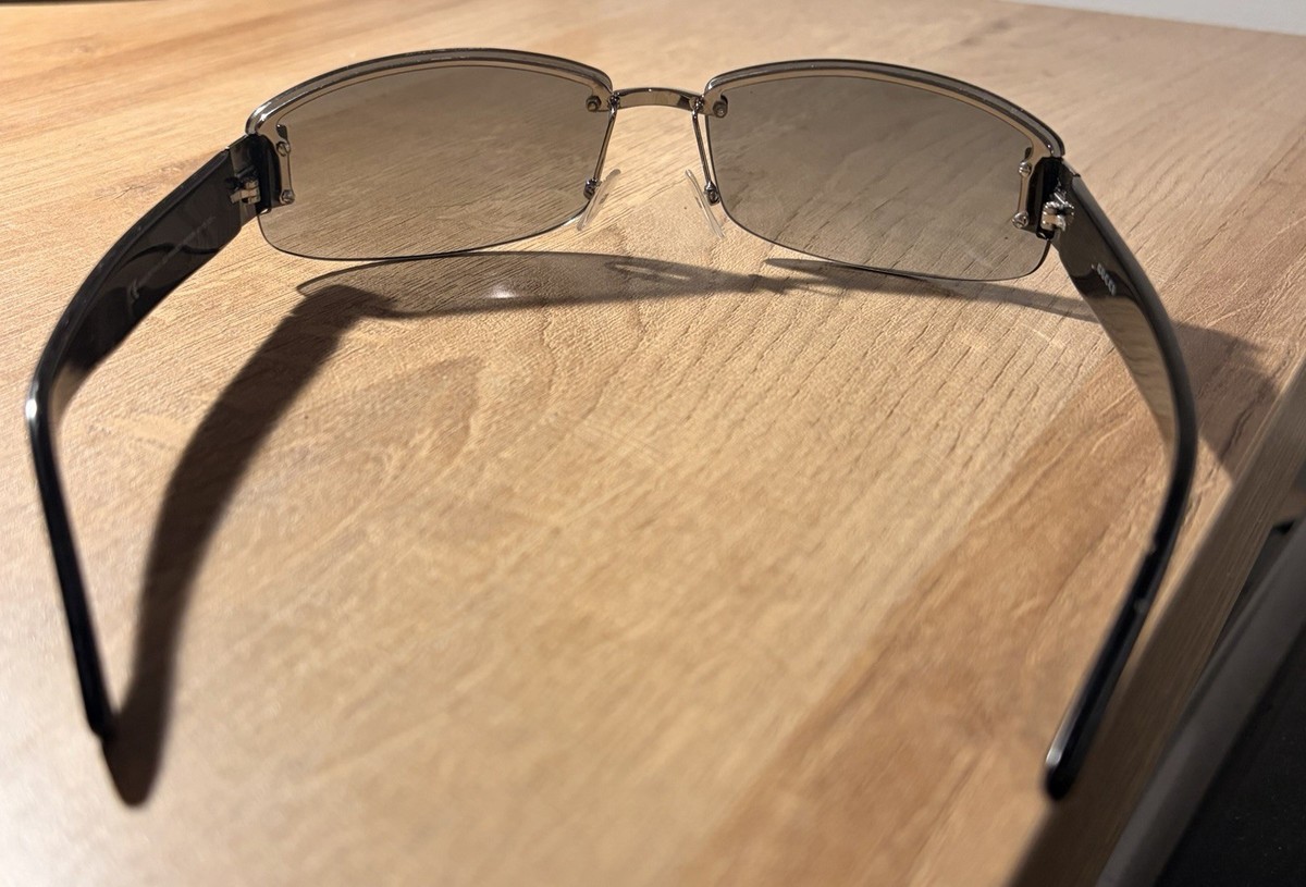 Gucci GG 1799/N/S Rimless Rectangle Sunglasses Black Frame Gray