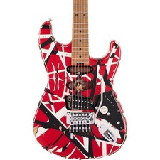 EVH Striped Frankie Guitar Red with Black and White Stripes Relic Refurbished