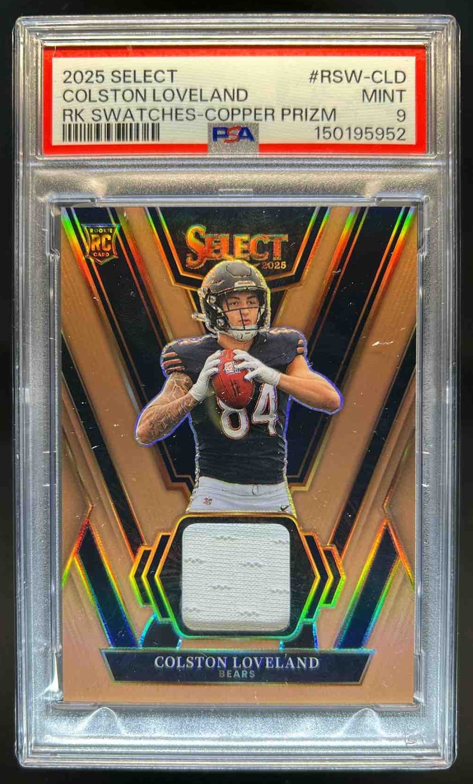 Colston Loveland Panini Select Rookie Swatches #RSWCLD Copper Prizm