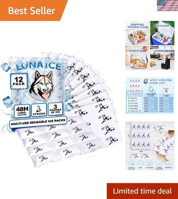 BPA-Free Dry Ice Packs for Shipping - 48-Hour Freeze - 2 Pack Bulk, 5x2in/5x3in