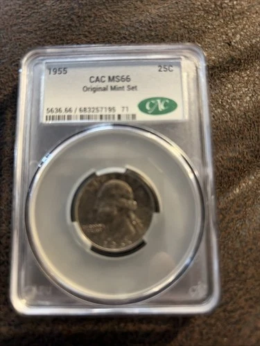 1955-P Washington Silver Quarter - CAC MS65
