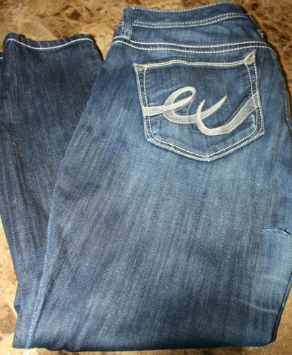 Express Stella Denim Jeans Skinny Leggings Women's Sz 10 Dark Blue Cut Legs - Picture 3 of 7