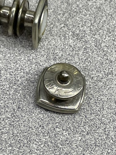 Art Deco Black Silver Snap Link Cufflinks MOP Pearl Shell Two Sided Square Retro - Picture 7 of 8