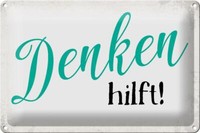 Blechschild Spruch 30X20 Cm Denken Hilft Retro Metal Deko Schild Tin Sign