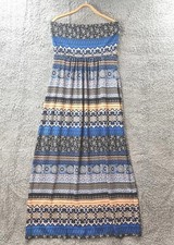 NEW YORK LAUNDRY Womens Dress Size M Blue Apricot Paisley Stretch Knit Maxi