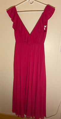 Fuchsia zara dress xs women v neck and back. Perfect for a wedding guest |  eBay