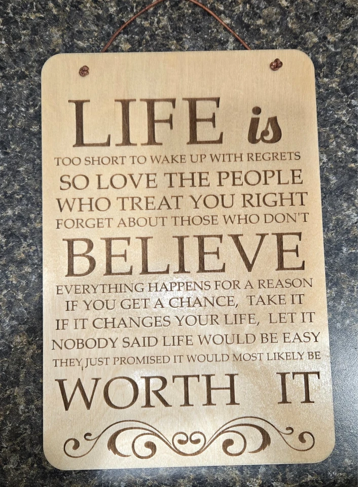 Letrero LIFE IS... madera grabado 11 x 7,5 Foto 2 de 2