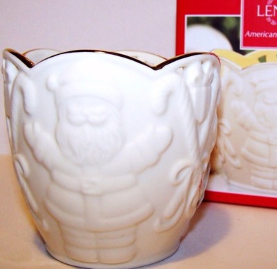 NEW $24 Tag in Box LENOX MERRY LIGHTS SANTA Christmas Votive Candle Holder 
