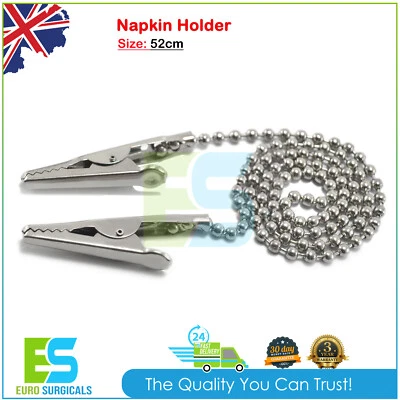 BEADEN® INSTRUMENTS / MEDSPO Napkin Holder Surgical Tattoo Ball Chain Clips Neck Dentists Handy Sturdy Round