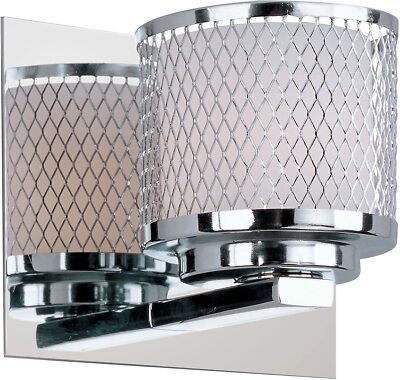 ET2 Lighting E22341-10PC Mesh One Light Wall Mount, Polished Chrome, White Glass