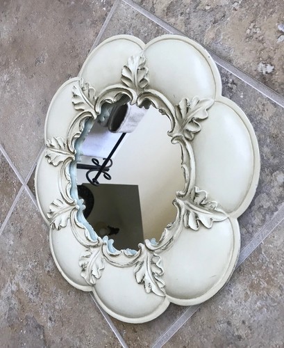 Espejo de pared vintage decorativo ornamentado resina acento victoriano casa de campo en mal estado 14" - Imagen 5 de 12