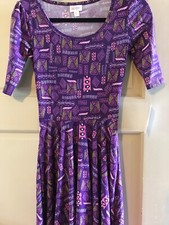 Lularoe Nicole Size XXS 2XS Dress NWT Purple Pink White Tribal Shapes 🦄 2/4 New