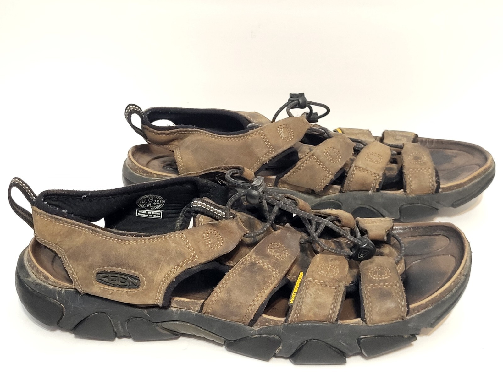 Sandali KEEN impermeabili DAYTONA uomo taglia 13 pelle marrone punta aperta scarpe da trekking