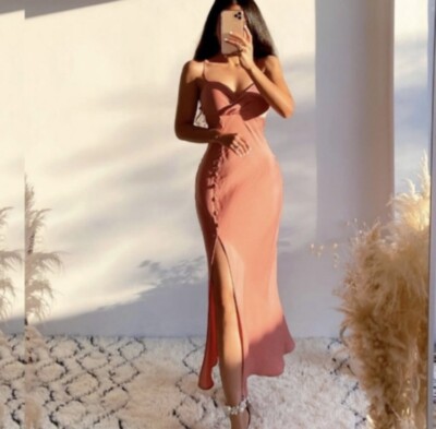 BLOGGERS FAVE! ZARA SATIN EFFECT Buttoned Slip Midi Dress Dusty Pink Size L | eBay BLOGGERS FAVE! ZARA SATIN EFFECT Buttoned Slip Midi Dress Dusty Pink Size L | eBay