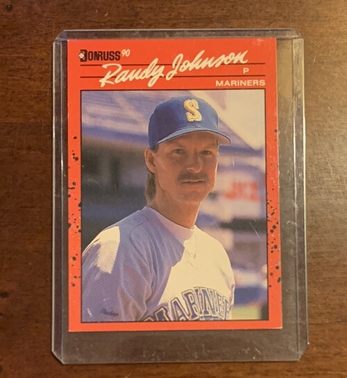 1990 Donruss Randy Johnson 379 Error Card pink dot On Sleeve