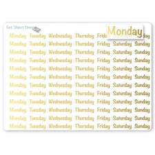 Weekly Planner Stickers/Days of Week / 12 Weeks DIY Calendar/Foiled GOLD