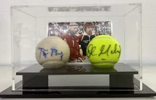 BJORN BORG & JOHN McENROE Signed Tennis Balls + Display Box + Name Plaque COA