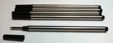 5 STANDARD METAL BLACK FINE ROLLERBALL REFILLS-FIT WATERMAN + MANY OTHER MODELS