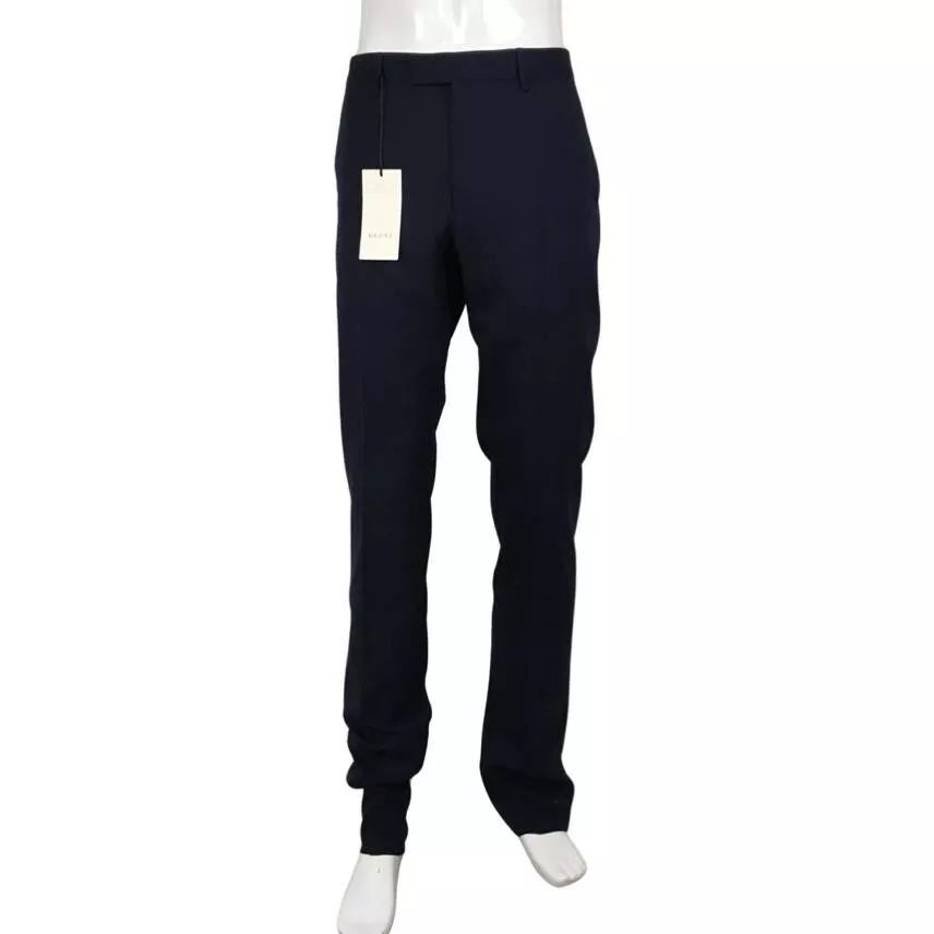 Gucci Men's Classic Fit Pants Tailored Trousers Navy Blue Sz 52 R