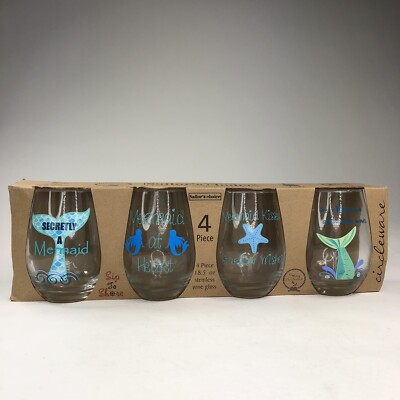New Circleware Sailor s Choice 4 Piece 18.5 OZ Stemless Wine Glass Stay Anchored