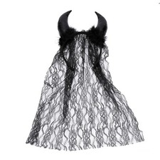 Halloween Devil Horn Headband with Veil - Unique Stylish Costume Accessory fo...