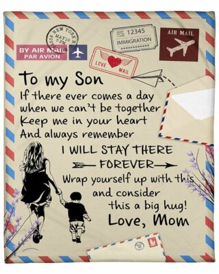 Mom To Son Fleece Blanket Bedroom Gift Family Kid Couple Single Home Decor