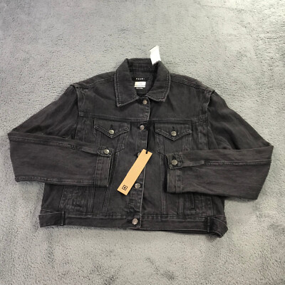 KSUBI Jacket Womens Large Whitney Jacket Navana Denim Jacket Black Biker  Coat
