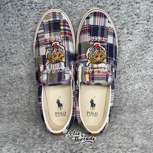 Polo Ralph Lauren Keaton Tiger Patchwork Slipper Schuhe Größe 12 Herren