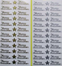 MERRY CHRISTMAS Style 3 PEEL OFF STICKERS Stars Cursive Script Cardmaking