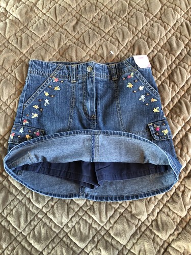 Gymboree Island Getaway 9 Skort Denim Cargo NWT Adj Waist Vintage 2007 Flower - Picture 5 of 5