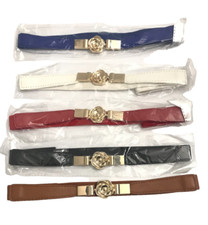 Womens Belt Small-Medium Cognac Black Red Ivory Blue Elastic Cinch Ladies New