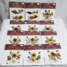 DARICE BOTANICAL STICKERS - PRESSED DRIED FLOWERS IN PLASTIC - LOT OF 12 - NEW