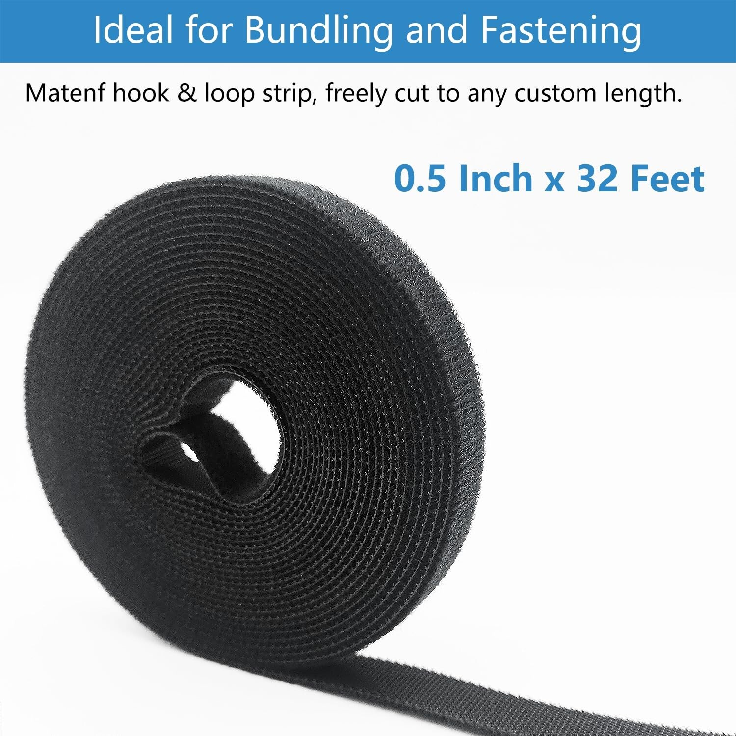 Double-Sided Hook and Loop Straps, Self-Gripping, 1/2 Inch, Cut to Length, He...