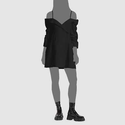 $525 Cinq à Sept Women's Black Off-The-Shoulder Simona A-Line Dress Size 4