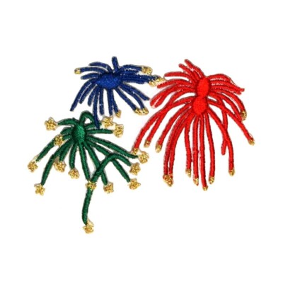 ID 1024 Firework Multicolor Explosion Patch Rocket Embroidered Iron On Applique