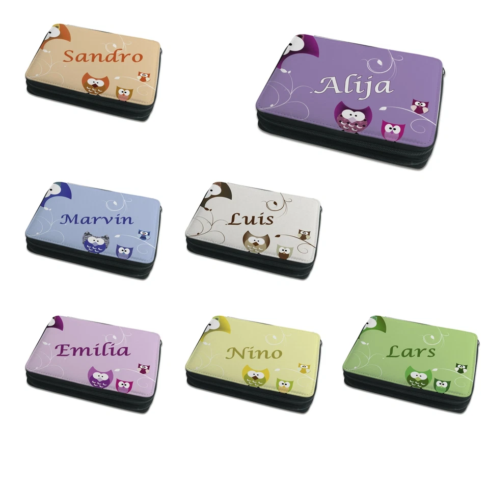 CREADESIGN Federmäppchen Federmappe Federtasche Schulmäppchen mit Namen Eule