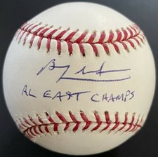 Ben Zobrist Autographed Signed Major League Baseball + AL East Champs Inscribed 