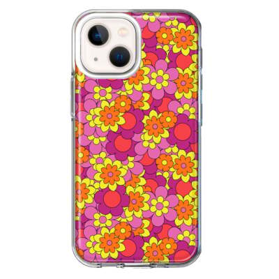 Mundaze Case for Apple iPhone 14 Plus Cover Groovy Pink Yellow Floral