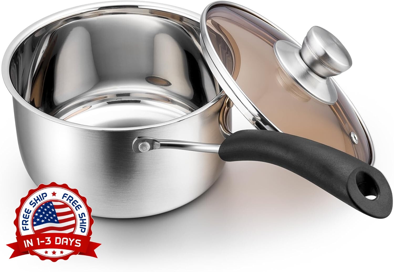 Cacerola De 2 Cuartos Con Tapa Coleccion Utensilios De Cocina Color Astilla NEW.