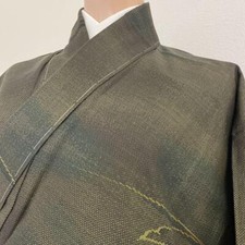 JAPANESE KIMONO TSUMUGI 158.5 cm 5' 2" PURE SILK VINTAGE Z7458