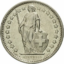 [#580924] Moneta, Svizzera, 1/2 Franc, 1975, Bern, MB+, Rame-nichel, KM:23a.1