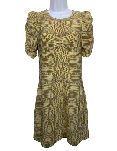 J. Crew Green White Geometric Silk Short Sleeve Open Back Dress Womens Size  6 | eBay