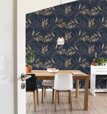 299301 Arthouse Luxury Leaf Navy/Champagner